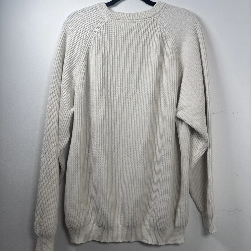 VTG 90s Rockport sweater Men's/ Unisex cream Ribbed knit 84% Cotton 16% Nylon XL
